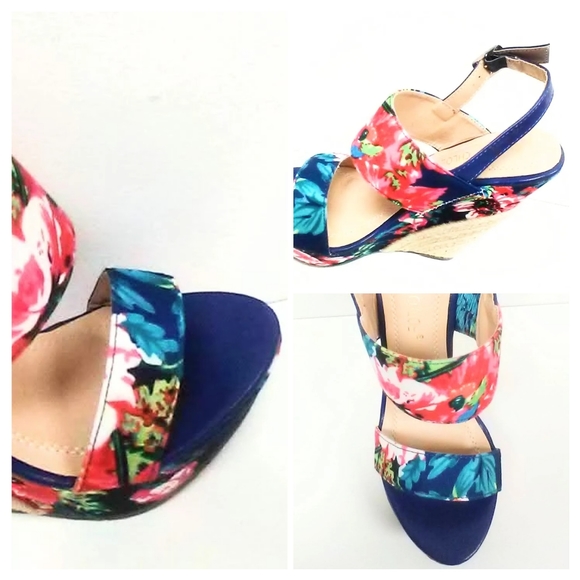 NEW! CUTE! ROYAL BLUE WEDGE HEEL! - Picture 2 of 8